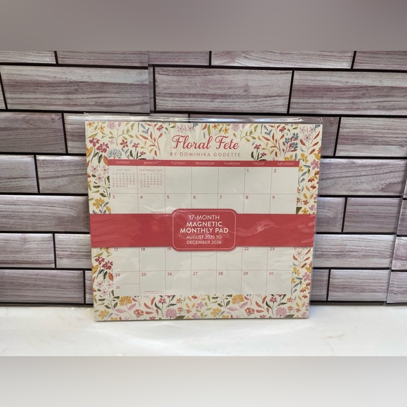 2026 OCS❤️ 17-month Magnetic Monthly Calendar Pad Floral Fete by Dominika G - Picture 1 of 6